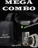 COMBO BOLSO ANTIROBO+RELOJ T900+GAFAS BLUETOOTH